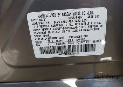 2011 Infiniti G37X from USA, damaged, VIN JN1CV6ARXBM411404